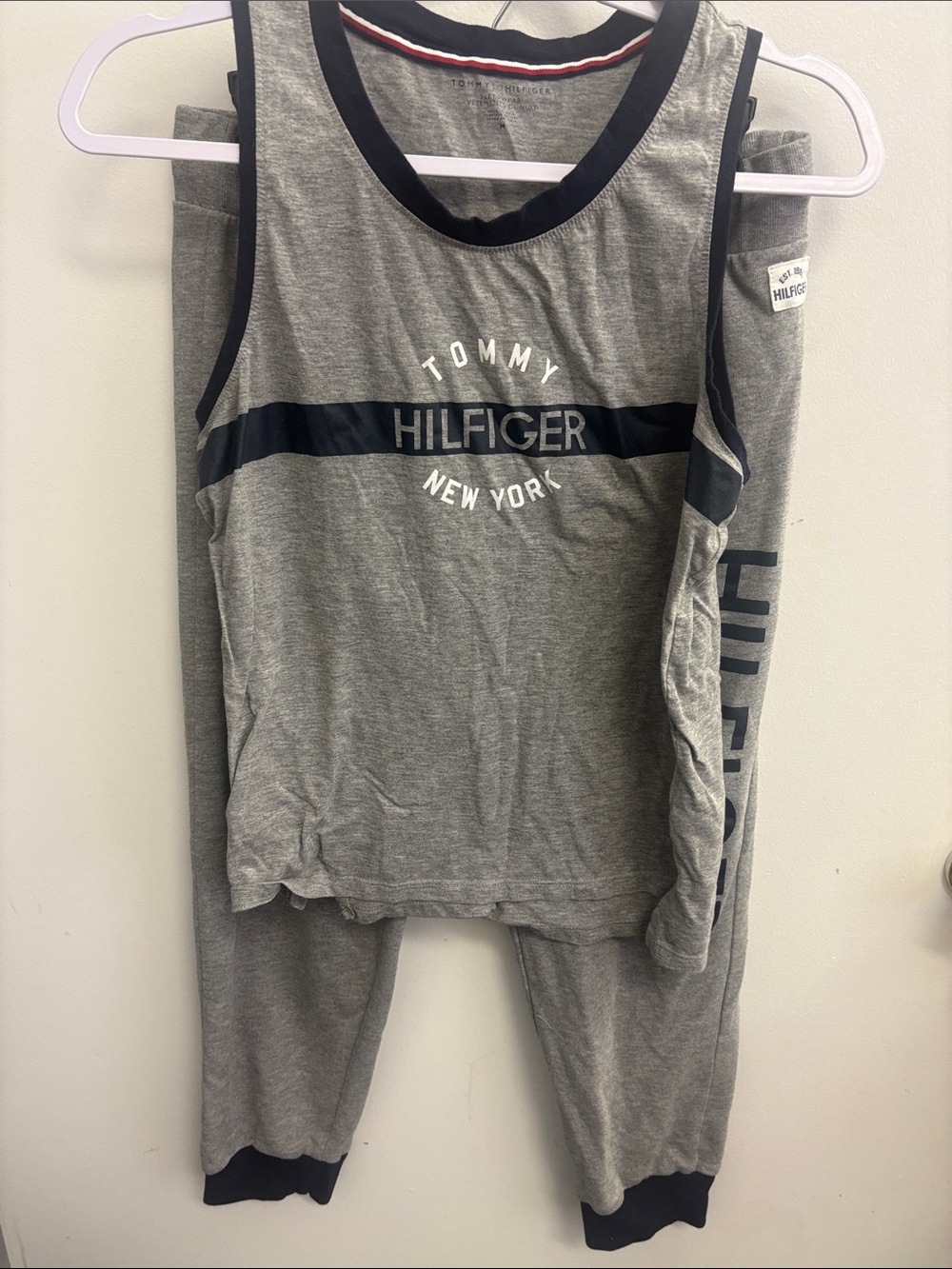 Tommy Hilfiger Grey and Navy Sleep Tank & Joggers